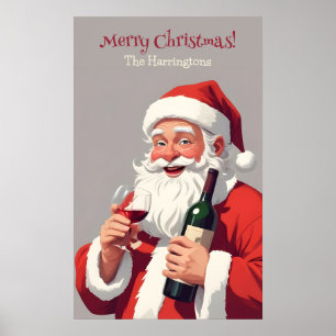 Affiche Texte personnalisé amusant Drunk Père Noël