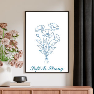 Affiche Texte Personnalisé Blue Poppy Botanique Line Poste