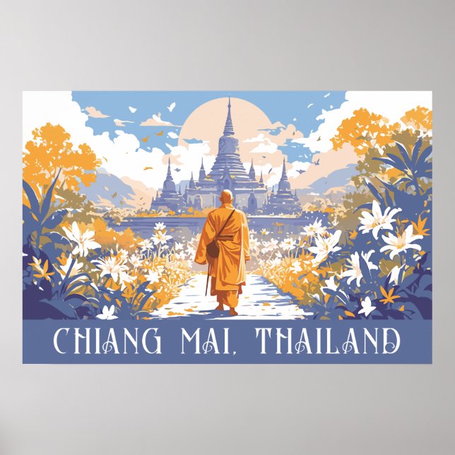 Affiche Texte personnalisé Chiang Mai Thaïlande (Devant)