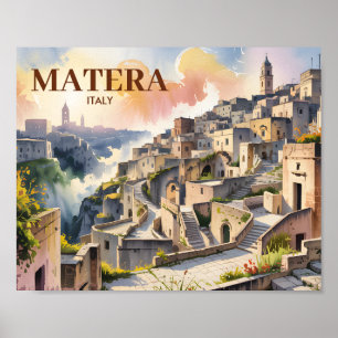 Affiche Texte personnalisé Matera Italie Voyage Sassi di M