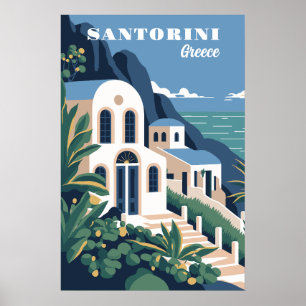 Affiche Texte personnalisé Santorin Grèce