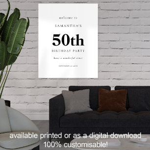 Affiche Texte simple Bienvenue à la fête du 50e anniversai