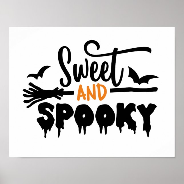 Affiche Texte Typographique Éffrayant Et Doux D'Halloween (Devant)
