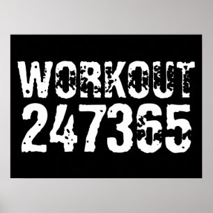 Affiche Texte usé et rayé Workout 247365 blanc