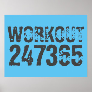 Affiche Texte usé et rayé Workout 247365 bleu