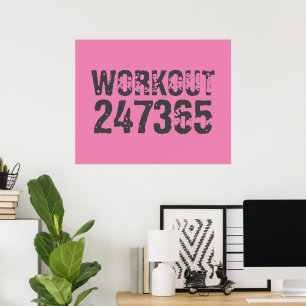Affiche Texte usé et rayé Workout 247365 rose