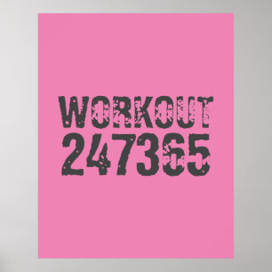 Affiche Texte usé et rayé Workout 247365 rose