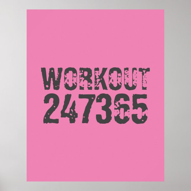 Affiche Texte usé et rayé Workout 247365 rose (Devant)