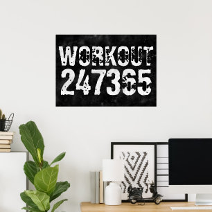 Affiche Texte usé et rayé Workout 247365 vintage