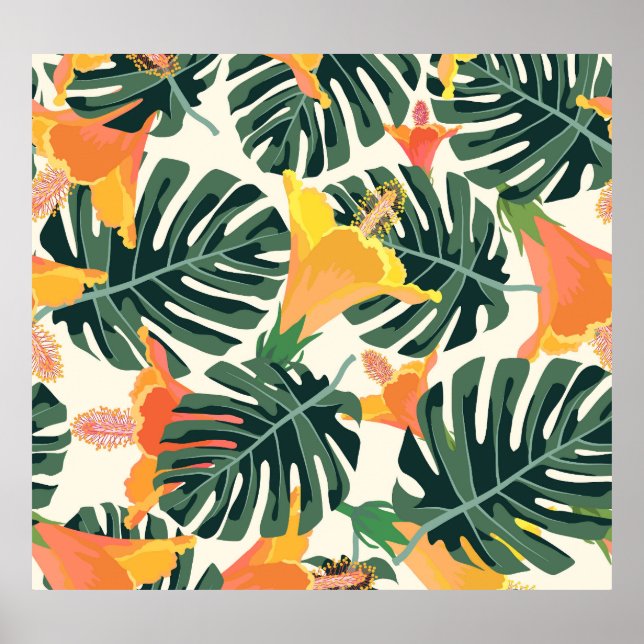 Affiche Textile Exotique Tropical Coloré (Devant)