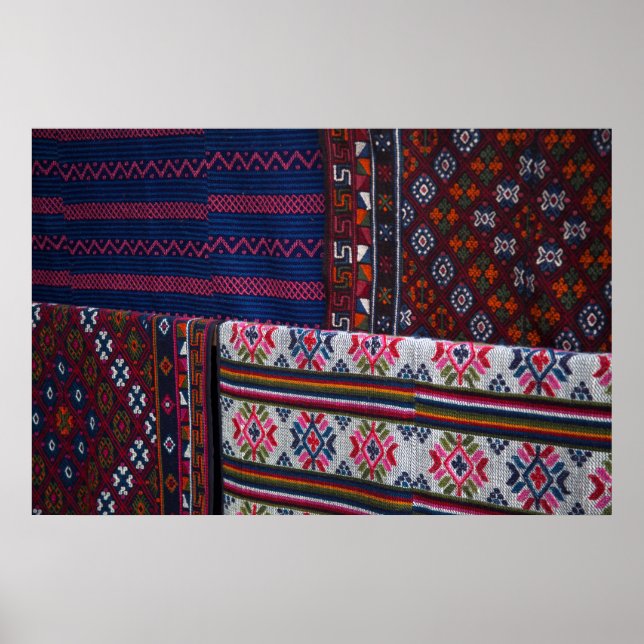 Affiche Textiles bhoutanais colorés (Devant)