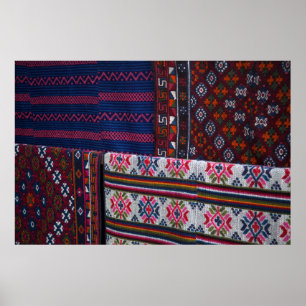 Affiche Textiles colorés du Bhoutan