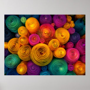 Affiche Texture abstraite de cercles concentriques multico