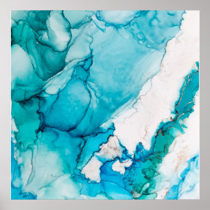 Affiche Texture aqua avec fils d'or