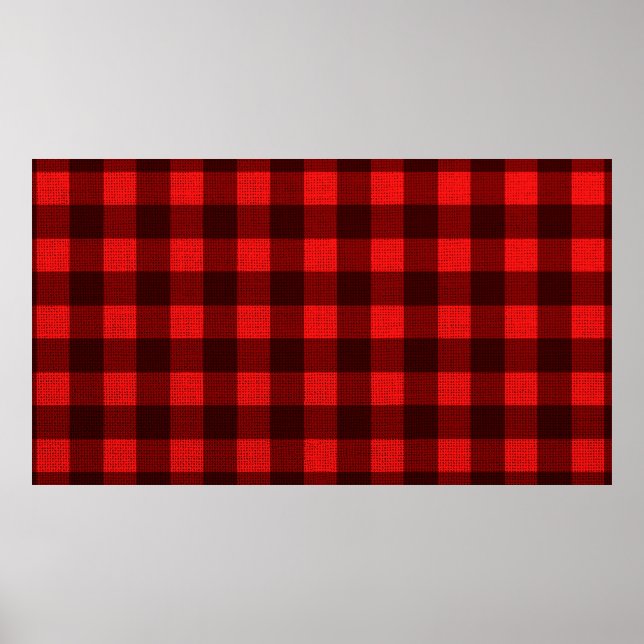 Affiche Texture Arrière - plan de tissu À damiers rouge (Devant)