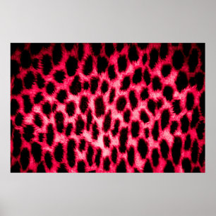 Affiche Texture cuir léopard aux couleurs noir et rouge