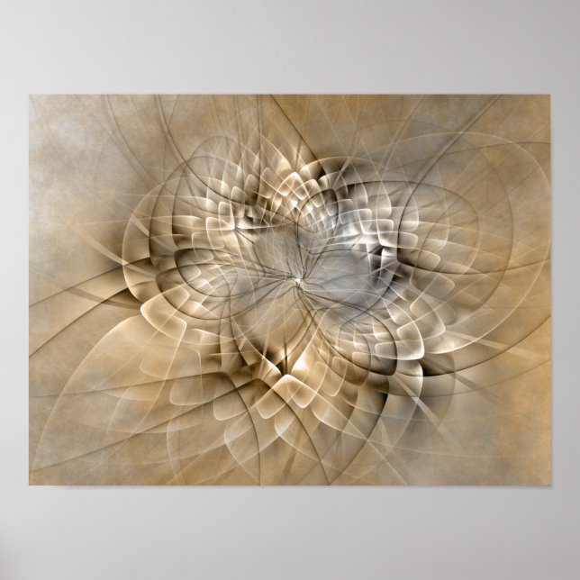 Affiche Texture d'art fractal moderne abstrait aux tons de (Devant)