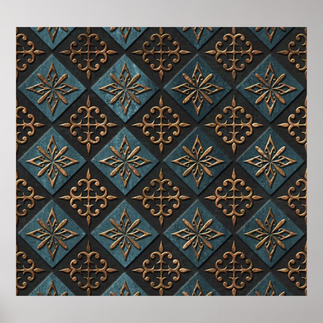 Affiche Texture de bronze avec motif de sculpture. (Devant)