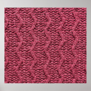 Affiche Texture de chandail en nappe, cerise pourpre.