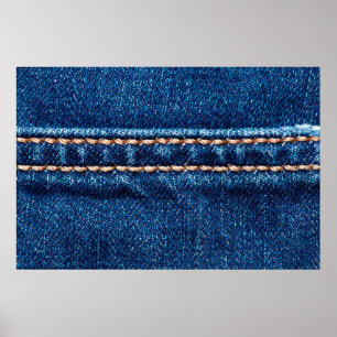 Affiche Texture de denim bleu avec couture, Jeans
