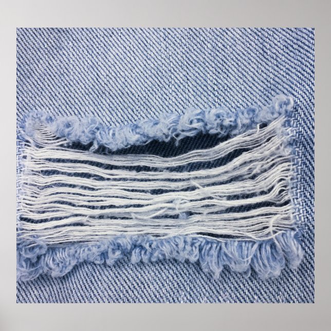 Affiche Texture de jean bleu clair torn (Devant)