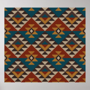 Affiche Texture de laine aztèque Tribal.