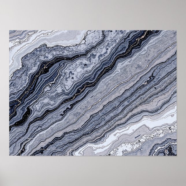 Affiche Texture de pierre de marbre gris bleu marine abstr (Devant)