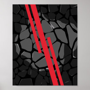 Affiche Texture de pierre sombre avec bandes rouges