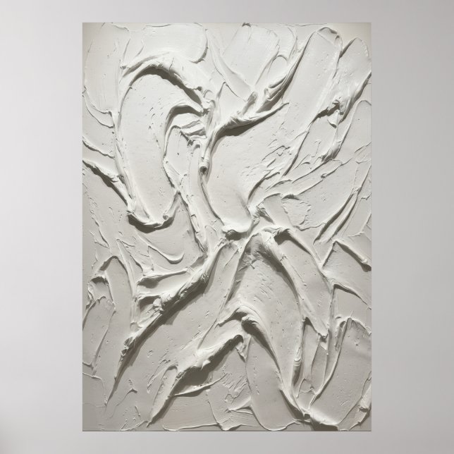 Affiche Texture de plâtre sculpté blanc Abstrait Minimal A (Devant)