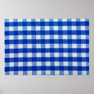 Affiche texture de tissu en coton à carreaux bleus