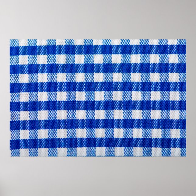 Affiche texture de tissu en coton à carreaux bleus (Devant)