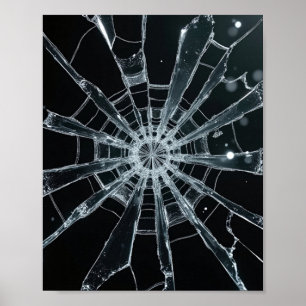Affiche Texture de verre brisé abstrait toile fissurée cra