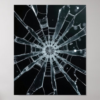 Affiche Texture de verre brisé abstrait toile fissurée cra