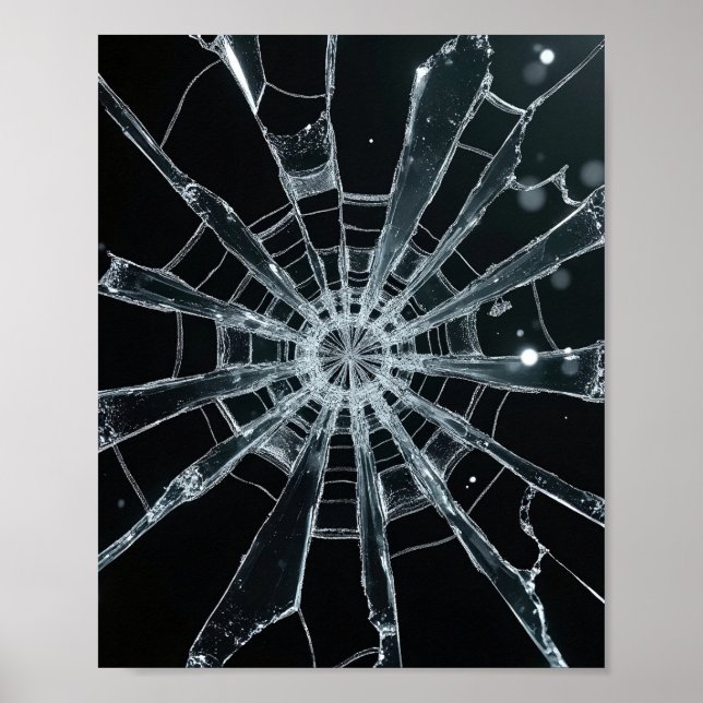 Affiche Texture de verre brisé abstrait toile fissurée cra (Devant)