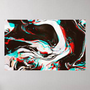 Affiche Texture déformée et brillante du surf d'encre marb