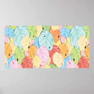 Affiche texture des feuilles aux couleurs vives