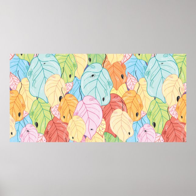 Affiche texture des feuilles aux couleurs vives (Devant)