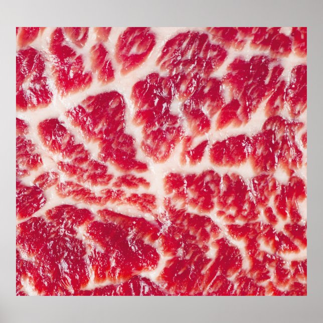 Affiche Texture du steak de boeuf marbré Closeup (Devant)