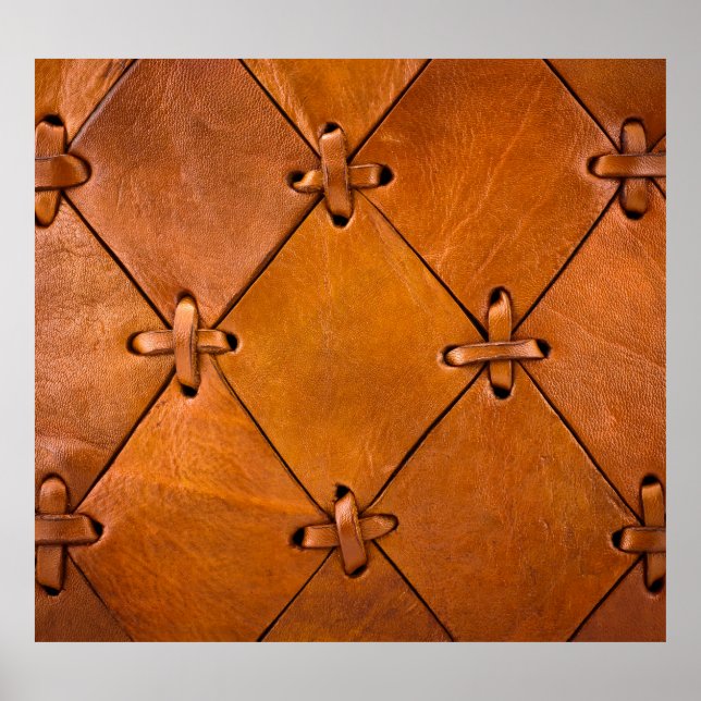 Affiche Texture en cuir, détails de selvage naturel. (Devant)