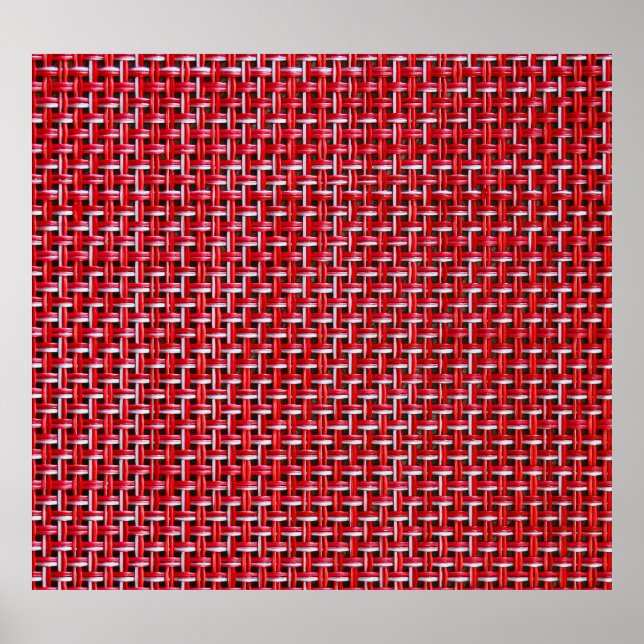 Affiche Texture en rotin en rotin en bambou rouge (Devant)