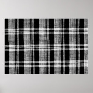 Affiche Texture en tissu blanc et noir à damiers plaid pou