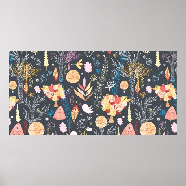 Affiche texture forêt automnale (Devant)