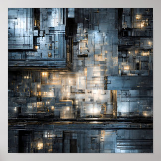 Affiche Texture Industriel Sombre : Circuit Dystopique