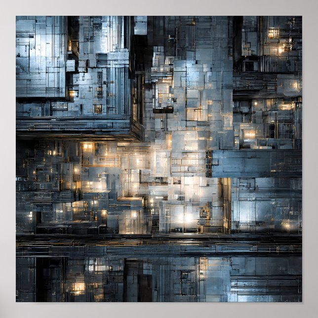 Affiche Texture Industriel Sombre : Circuit Dystopique (Devant)