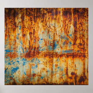 Affiche Texture métallique bleu rouillé