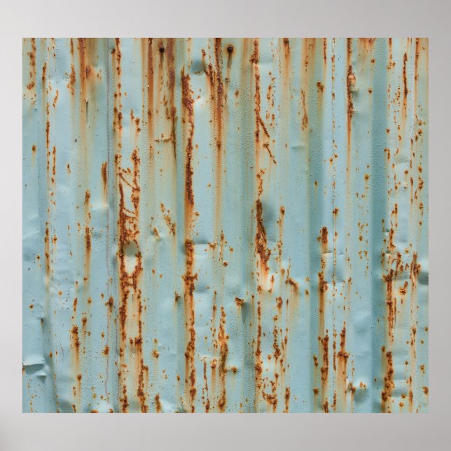 Affiche Texture métallique peinte en bleu rouillé (Devant)