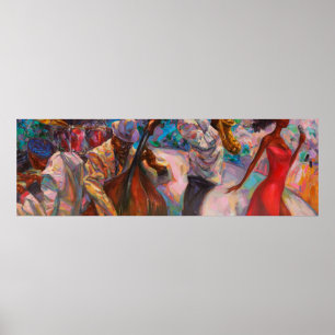 Affiche texture, peinture à l'huile, art, jazz, blues, tra