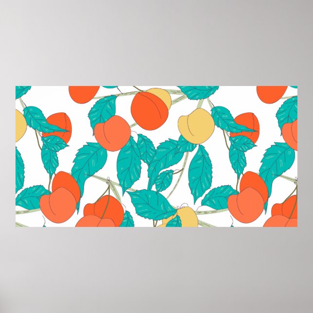 Affiche Texture transparente avec fruits et feuilles (Devant)