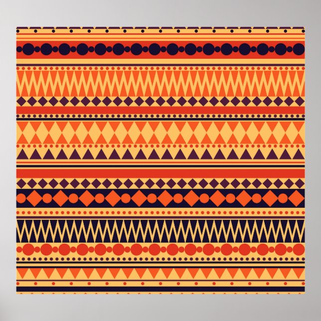 Affiche Texture tribale : motif rayures vintages. (Devant)