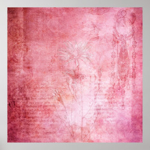 Affiche Texture vintage scrapbook rose